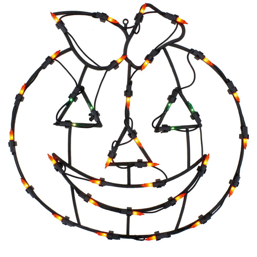 14" Lighted Jack-O-Lantern Halloween Double Sided Window Silhouette Decoration. Picture 1
