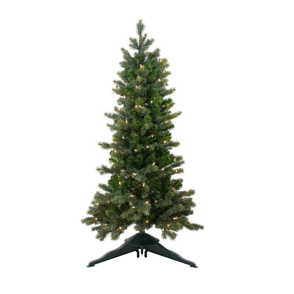 4' Pre-Lit Slim Savannah Spruce Slim Artificial Christmas Tree - Clear Lights. Picture 1