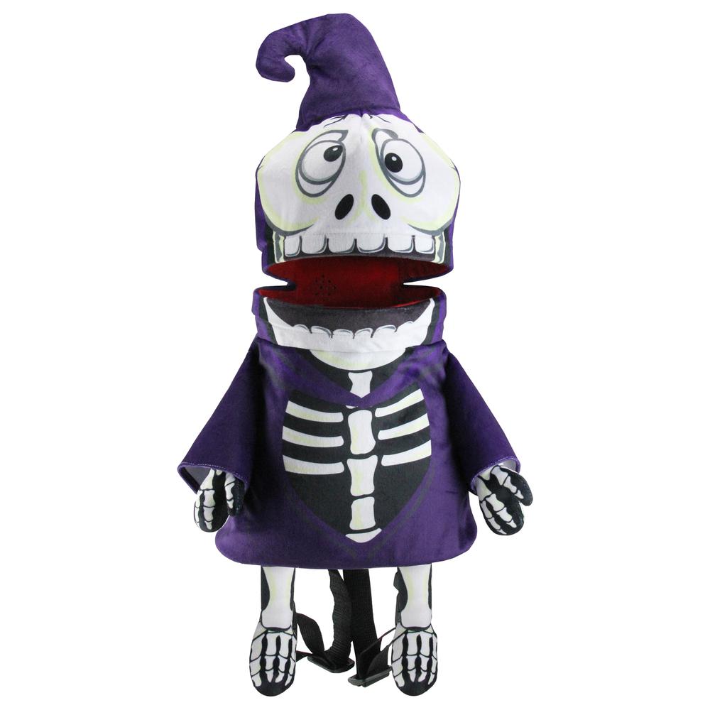 Purple and Black Skeleton Child Halloween Trick or Treat Bag Costume Accessory. Picture 1