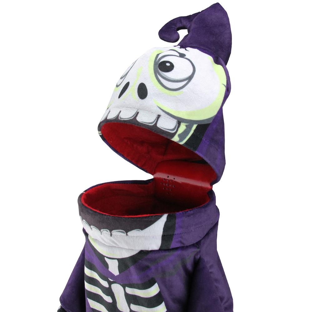 Purple and Black Skeleton Child Halloween Trick or Treat Bag Costume Accessory. Picture 3