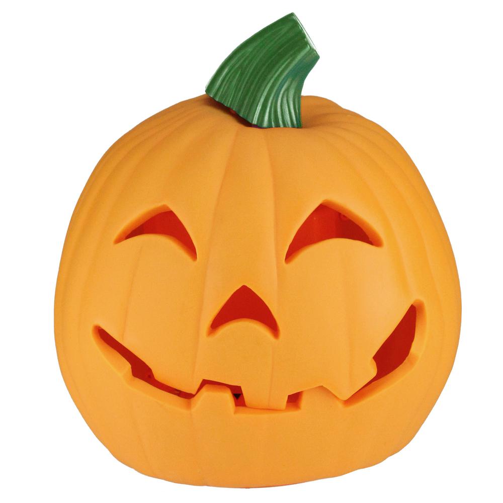 9.75" Orange and Green Animated Double-Sided Pumpkin Halloween Decor. Picture 2