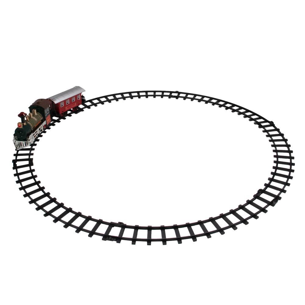 8-Piece Battery Operated Red and Green Animated Classic Train Set with Sound. Picture 1