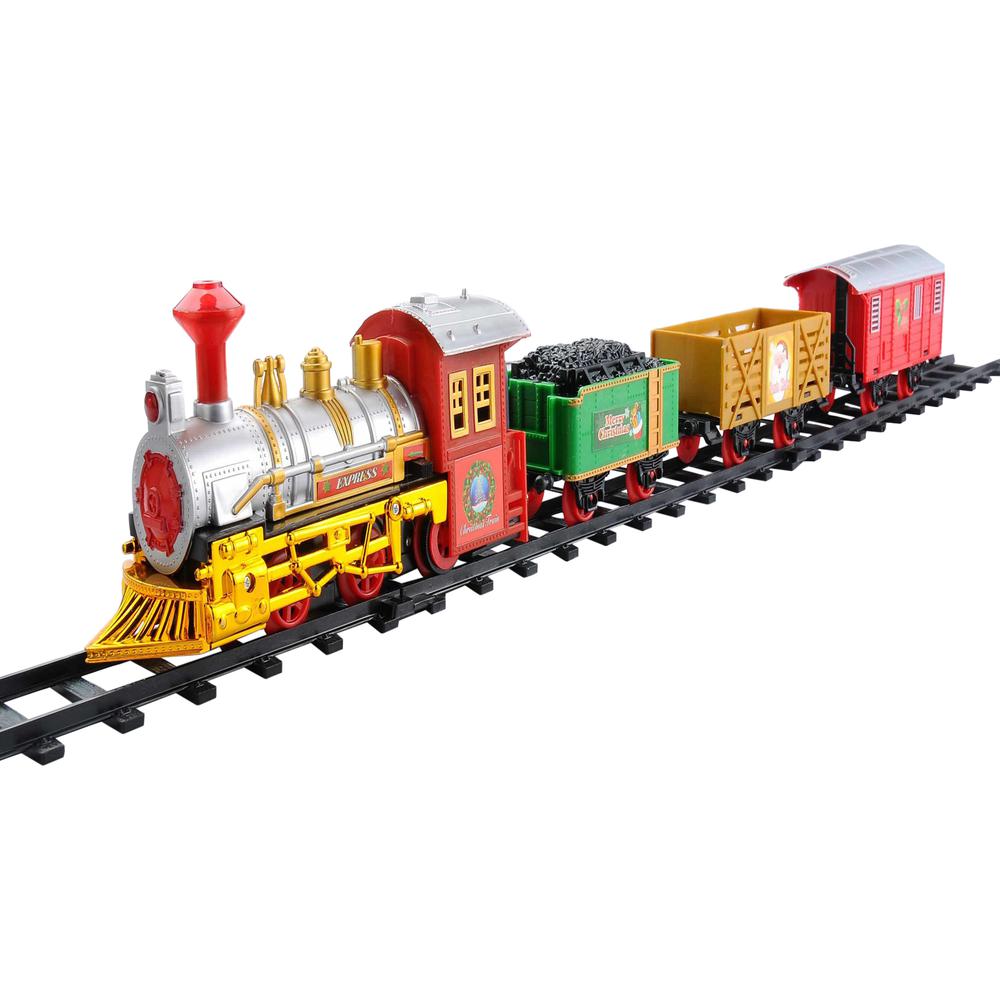 12-Piece Battery Operated Lighted and Animated Christmas Express Train Set with Sound. Picture 1