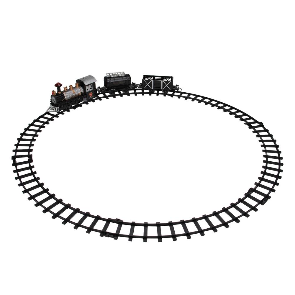 9-Piece Battery Black and Silver & Animated Classic Train Set with Sound. Picture 1
