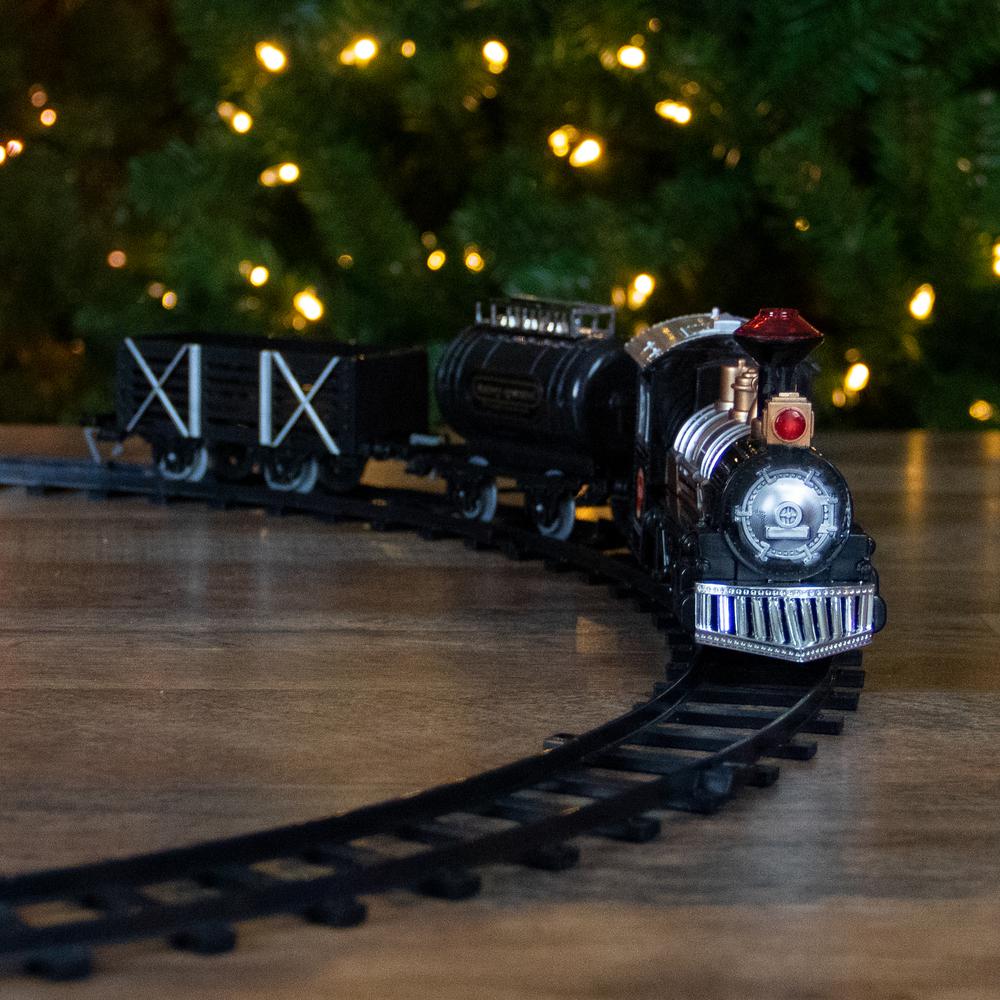9-Piece Battery Black and Silver & Animated Classic Train Set with Sound. Picture 2