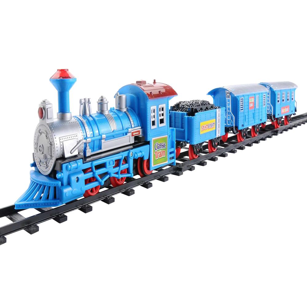 14-Piece Blue Lighted and Animated Classic Cartoon Train Set with Sound. The main picture.