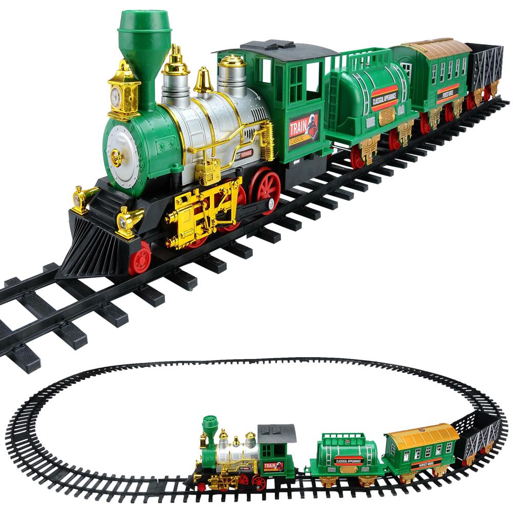 20-Piece Battery Operated Lighted and Animated Classic Christmas Train Set with Sound. Picture 3