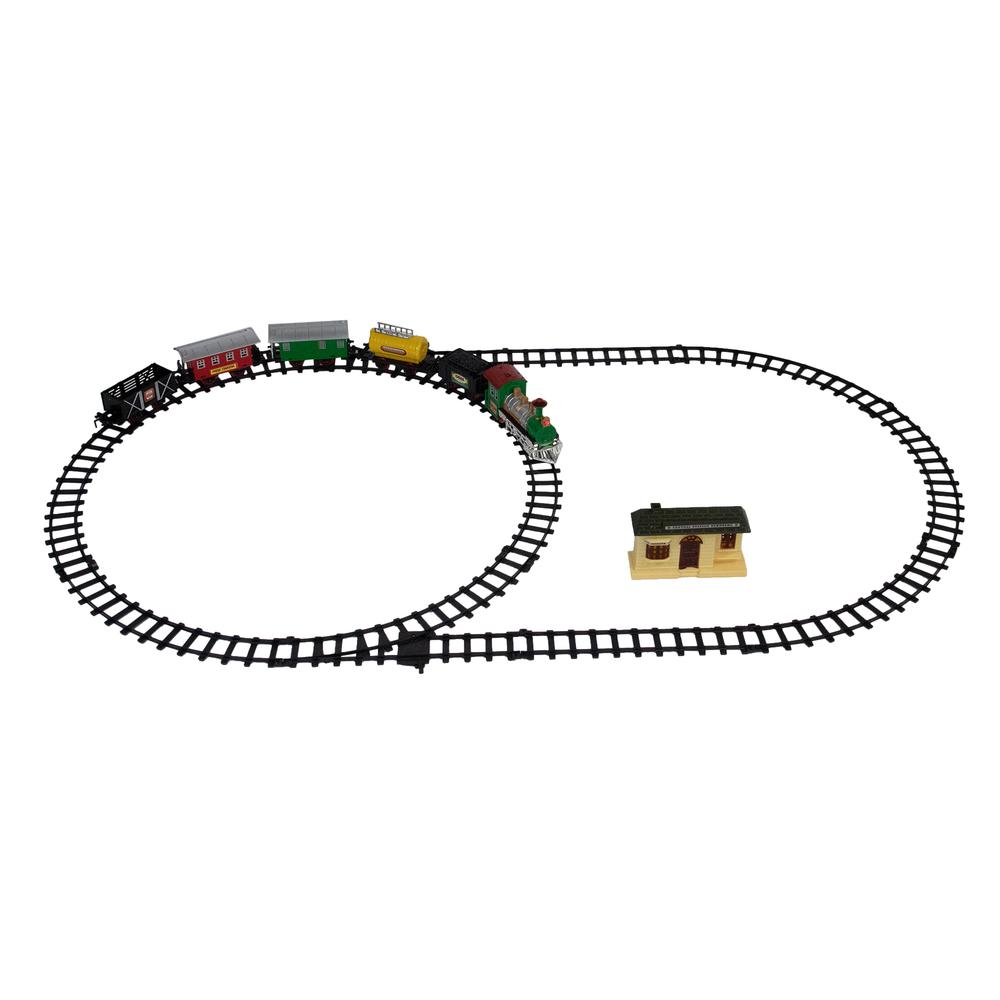 18-Piece Black and Green Battery Operated Animated Classic Model Train Set. Picture 3