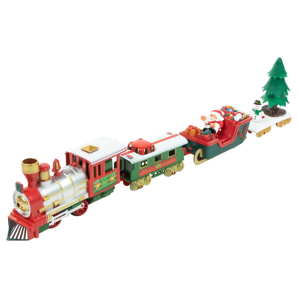 31 Pc Red and Silver Battery Operated Lighted and Animated Christmas Tree Train Set with Sound. Picture 3