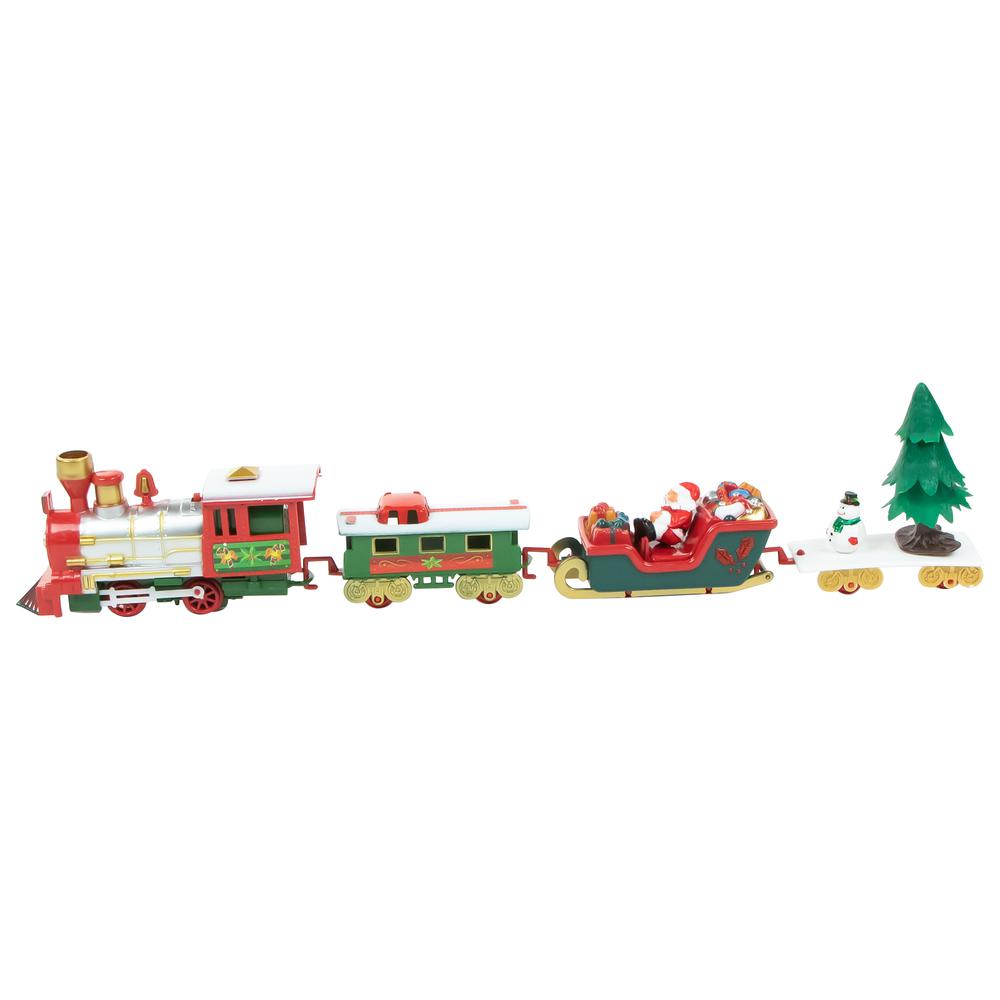 31 Pc Red and Silver Battery Operated Lighted and Animated Christmas Tree Train Set with Sound. Picture 4
