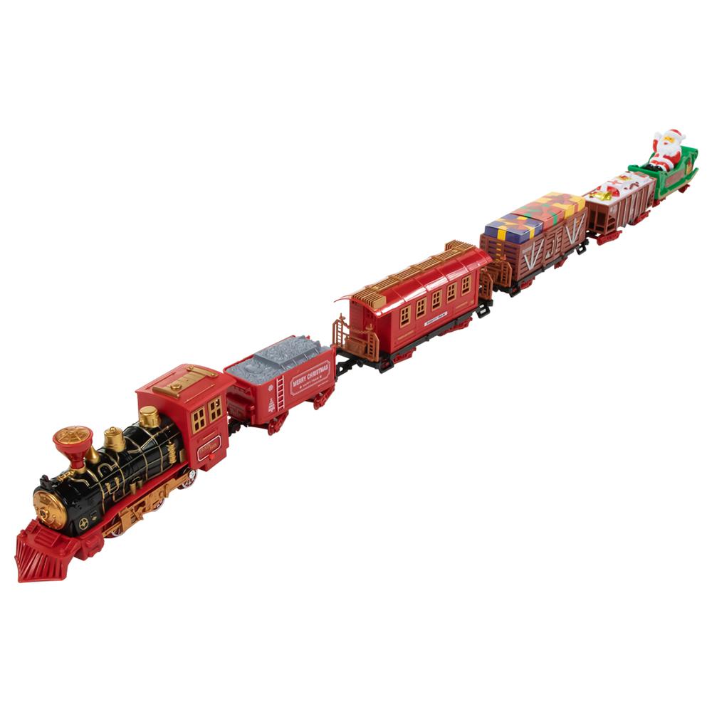 22pc Red Battery Operated Lighted and Animated Christmas Train Set with Music and Sound. Picture 2
