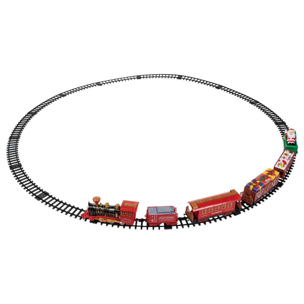22pc Red Battery Operated Lighted and Animated Christmas Train Set with Music and Sound. Picture 1