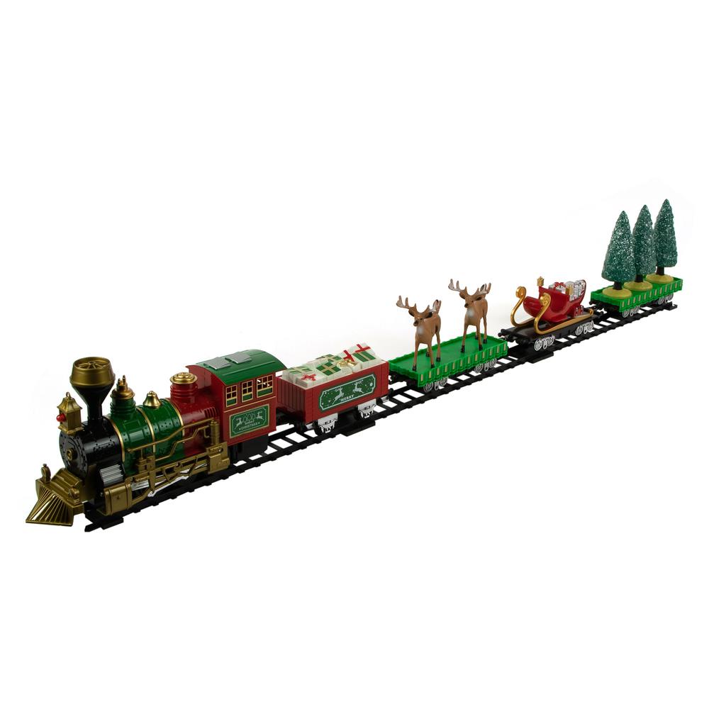 22pc Battery Operated Lighted and Animated Christmas Train Set with Working Smokestack. Picture 2