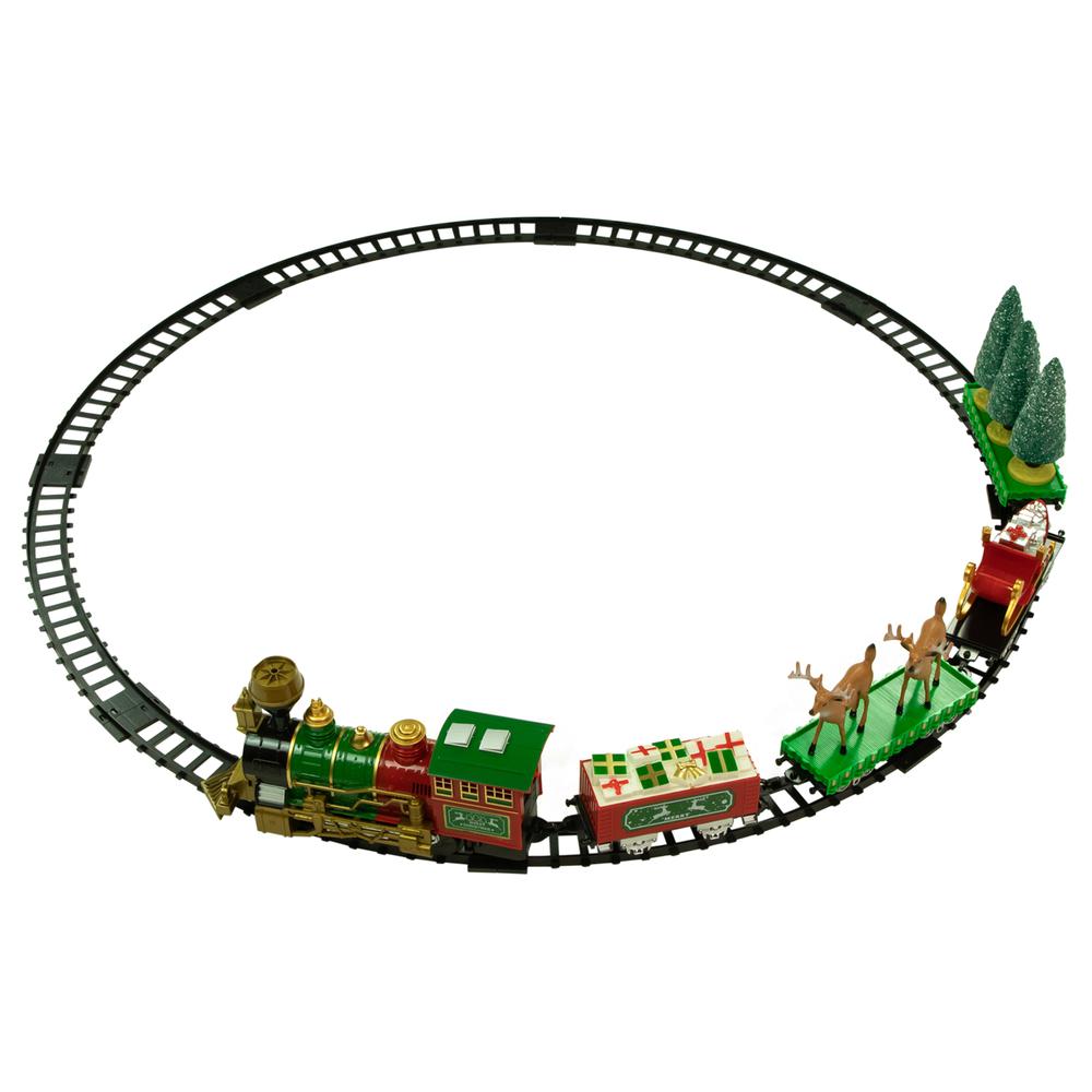 22pc Battery Operated Lighted and Animated Christmas Train Set with Working Smokestack. Picture 1