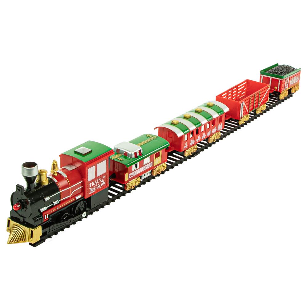 21pc Red Battery Operated Lighted and Animated Classic Train Set. Picture 2