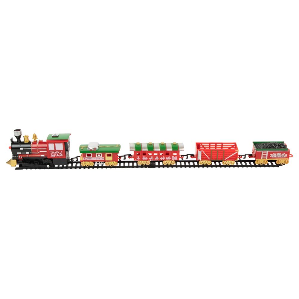21pc Red Battery Operated Lighted and Animated Classic Train Set. Picture 5