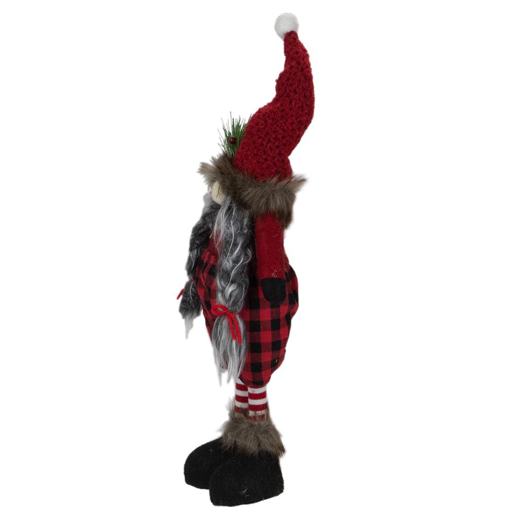 17" Red and Black Buffalo Plaid Girl Gnome Christmas Figure. Picture 4