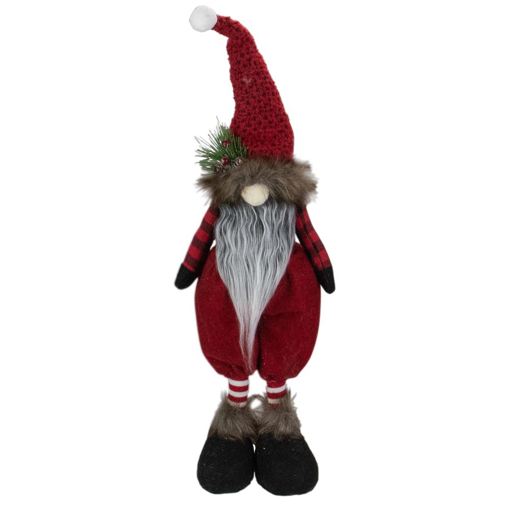 17" Red and Black Buffalo Plaid Gnome Christmas Figure. Picture 1