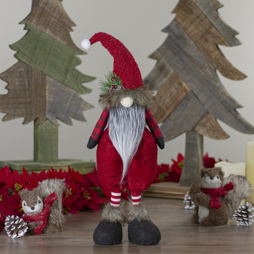 17" Red and Black Buffalo Plaid Gnome Christmas Figure. Picture 2