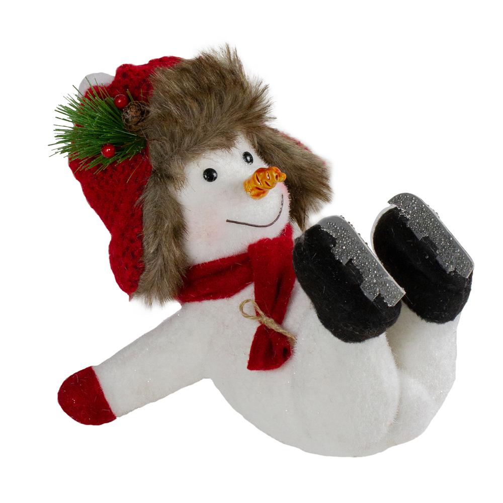 10" Fallen Ice Skating Snowman Christmas Figure. Picture 1