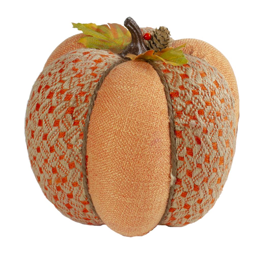 8.5" Orange Autumn Harvest Thanksgiving Table Top Pumpkin. Picture 3