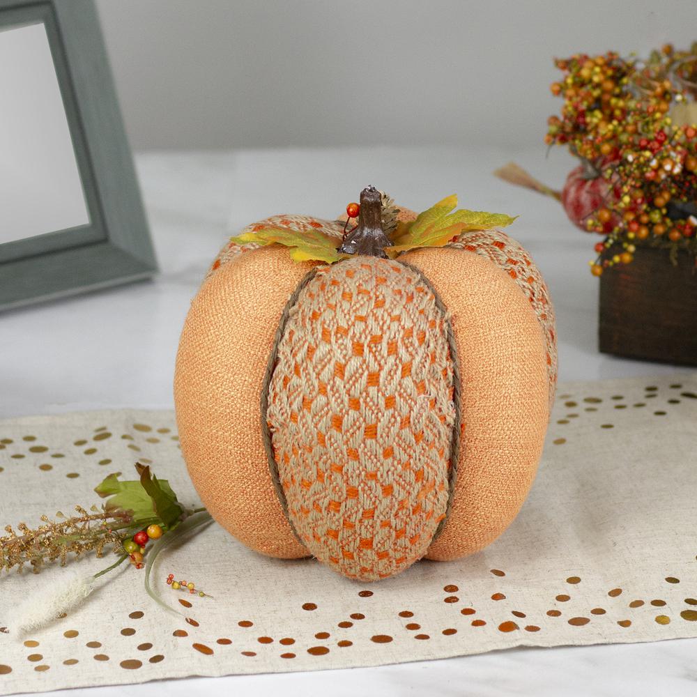 8.5" Orange Autumn Harvest Thanksgiving Table Top Pumpkin. Picture 4