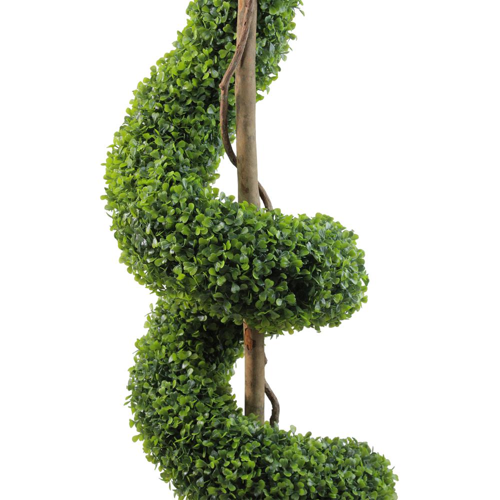 56" Potted Two-Tone Artificial Boxwood Spiral Topiary Tree. Picture 3