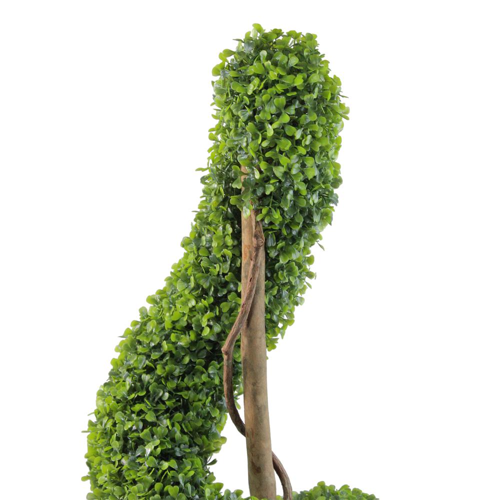 56" Potted Two-Tone Artificial Boxwood Spiral Topiary Tree. Picture 4