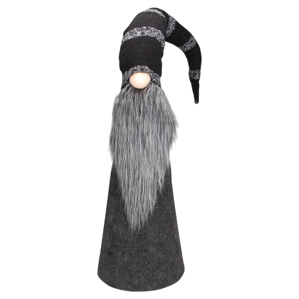37" LED Lighted Black and Gray Knit Gnome Christmas Figure. The main picture.