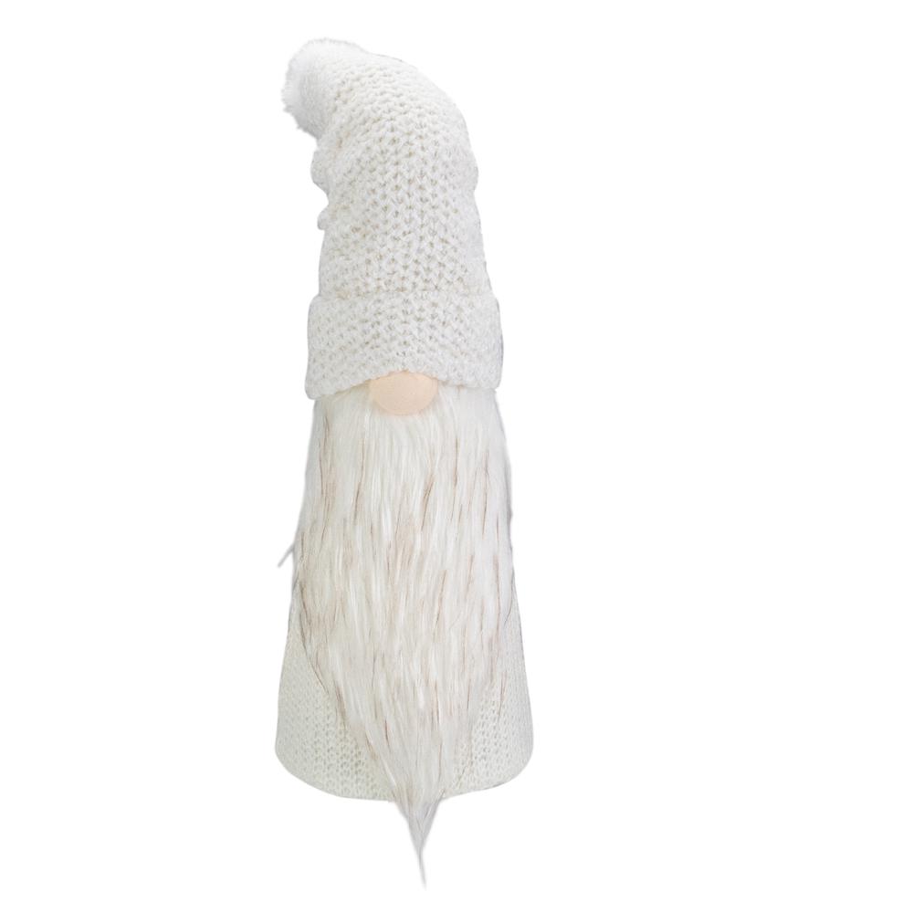 20" LED Lighted White Knit Gnome Christmas Figure. Picture 1