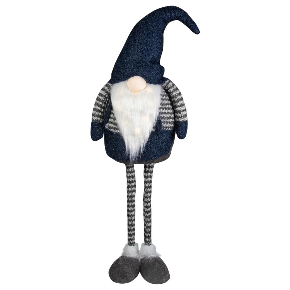 41" LED Lighted Blue and Gray Extendable Gnome Christmas Figure. The main picture.