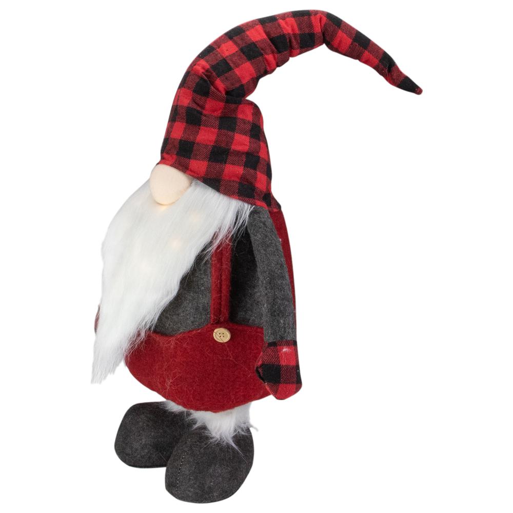41-Inch LED Lighted Red and Black Plaid Extendable Gnome Christmas Figure. Picture 3