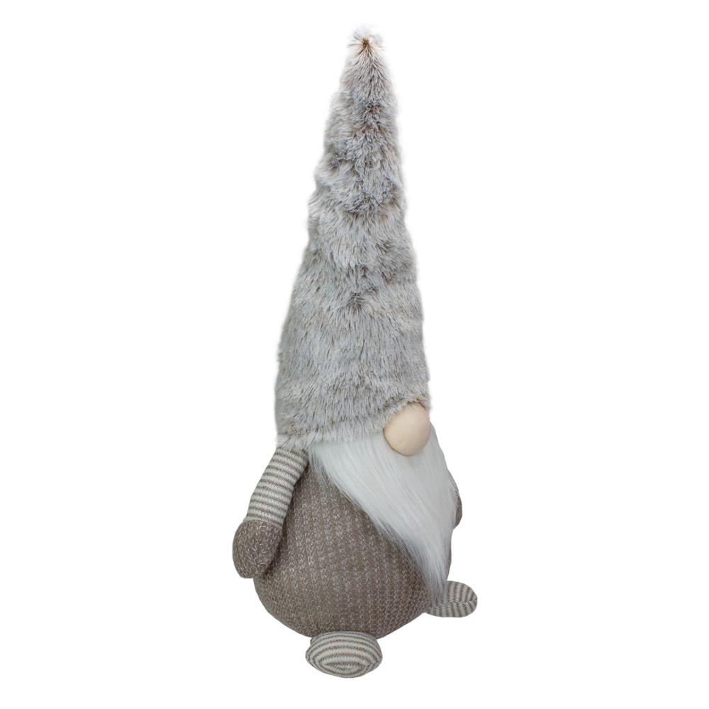 23.5" LED Lighted Brown and White Knit Gnome Christmas Figure. Picture 4