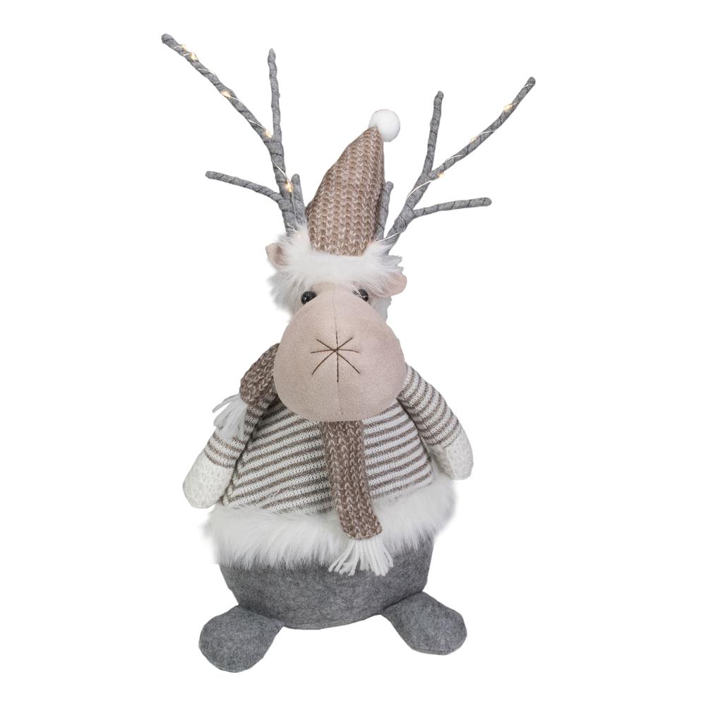 18" LED Lighted Brown and Gray Knit Reindeer Christmas Figure. The main picture.