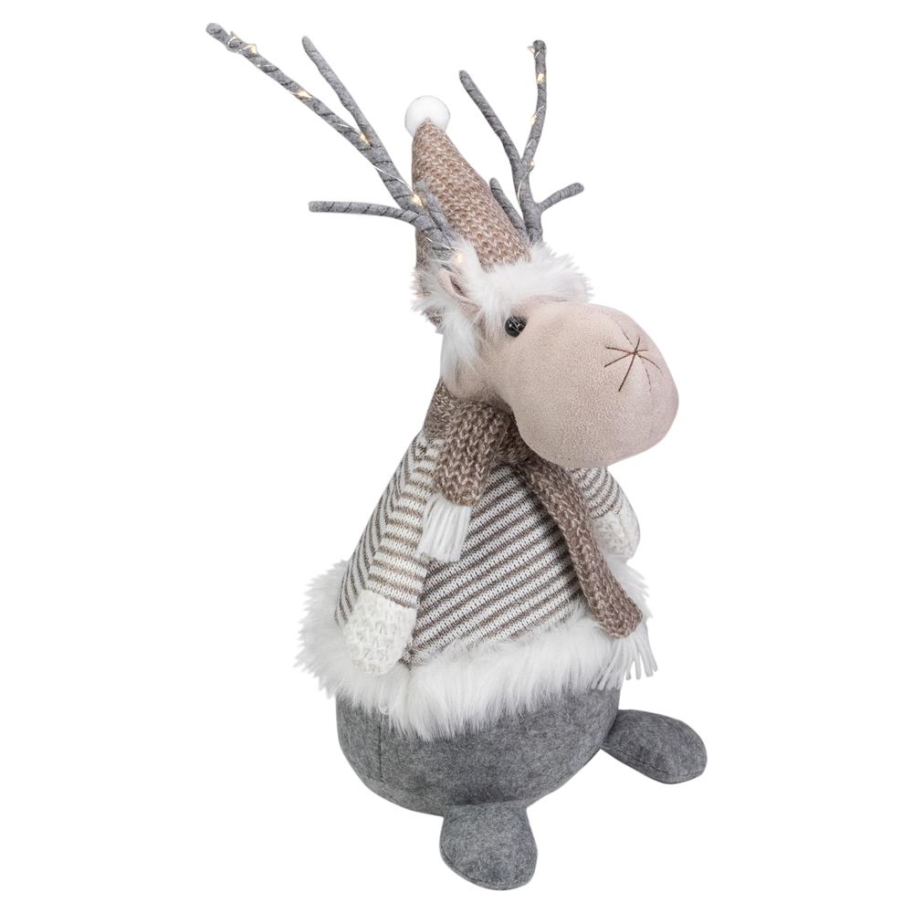 18" LED Lighted Brown and Gray Knit Reindeer Christmas Figure. Picture 3