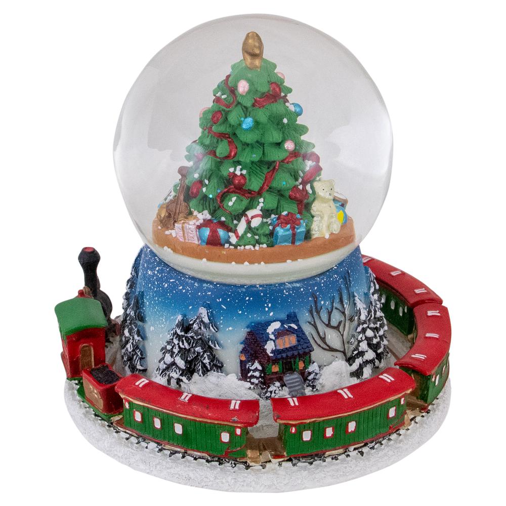 6.25" Rotating Train And Christmas Tree Musical Animated Snow Globe. Picture 3