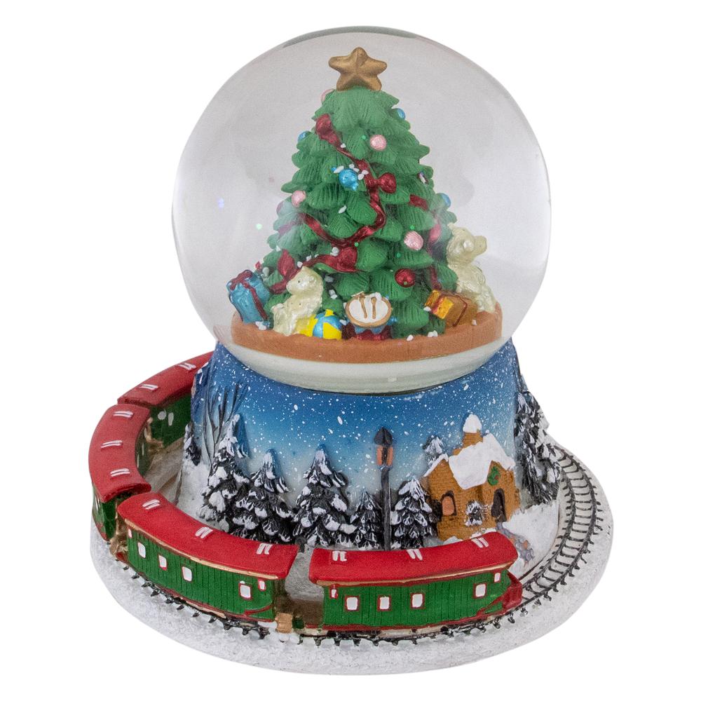 6.25" Rotating Train And Christmas Tree Musical Animated Snow Globe. Picture 4