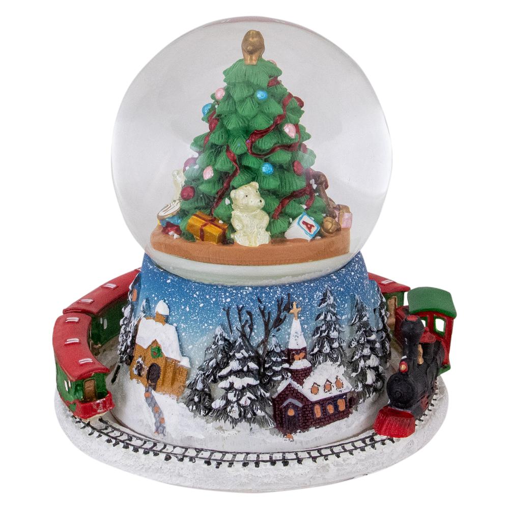 6.25" Rotating Train And Christmas Tree Musical Animated Snow Globe. Picture 5