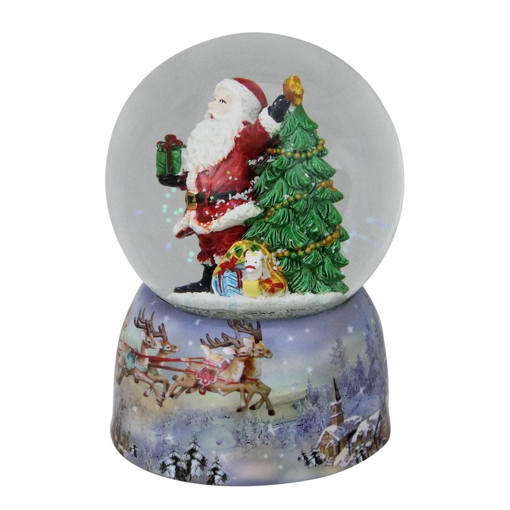 6" Musical Waving Santa Claus and Christmas Tree Water Globe. Picture 2