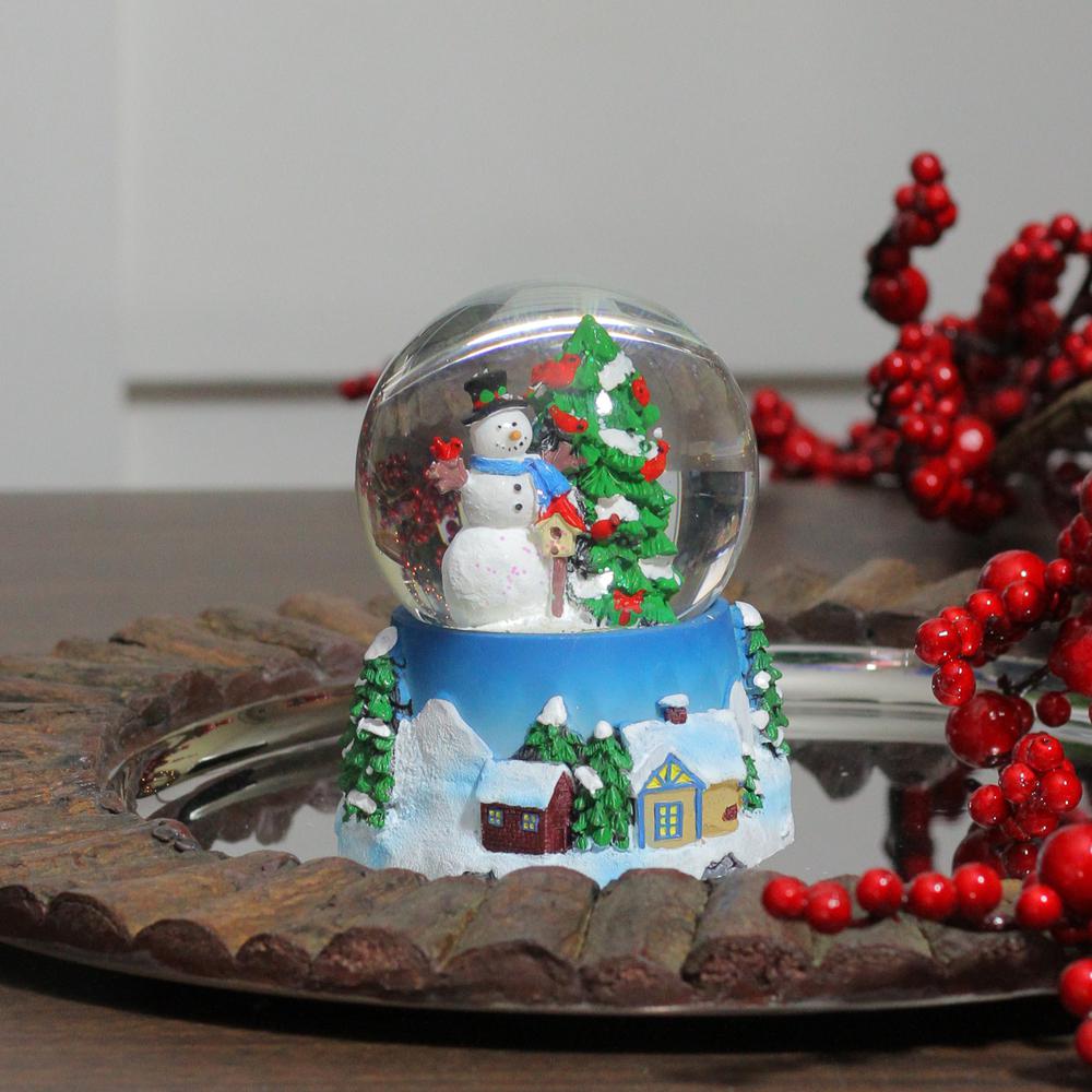 5" Musical Snowman and Christmas Tree Snow Globe. Picture 2
