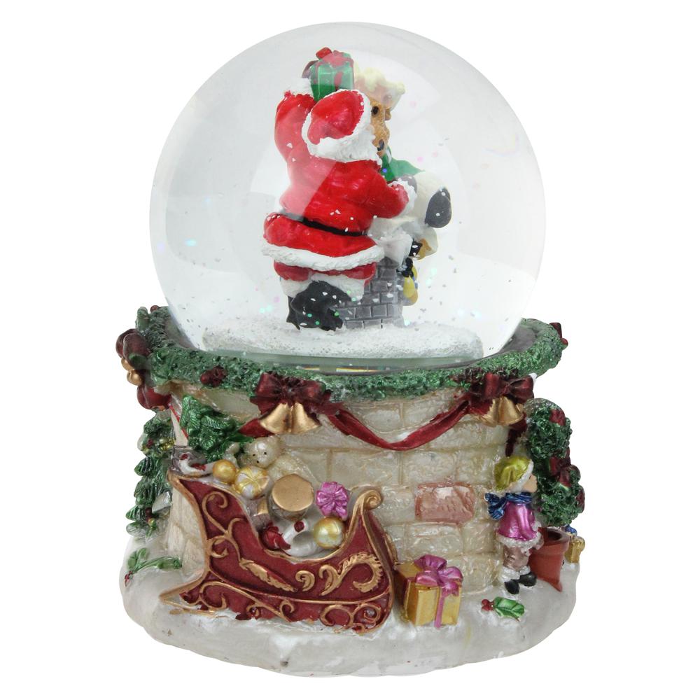 5.75" Musical LED Lighted Santa and Reindeer Christmas Snow Globe. Picture 2