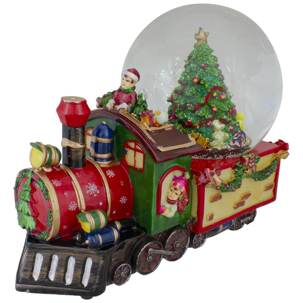 8 Christmas Train with Tree Musical Snow Globe Tabletop Decoration. Picture 1
