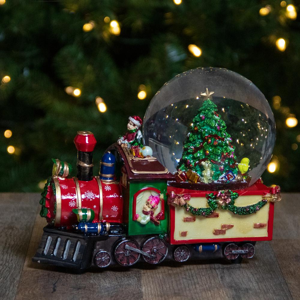 8 Christmas Train with Tree Musical Snow Globe Tabletop Decoration. Picture 2