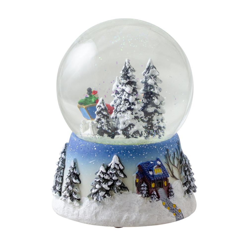 5.75" Winter Forest Sleigh Ride Musical Christmas Snow Globe. Picture 3