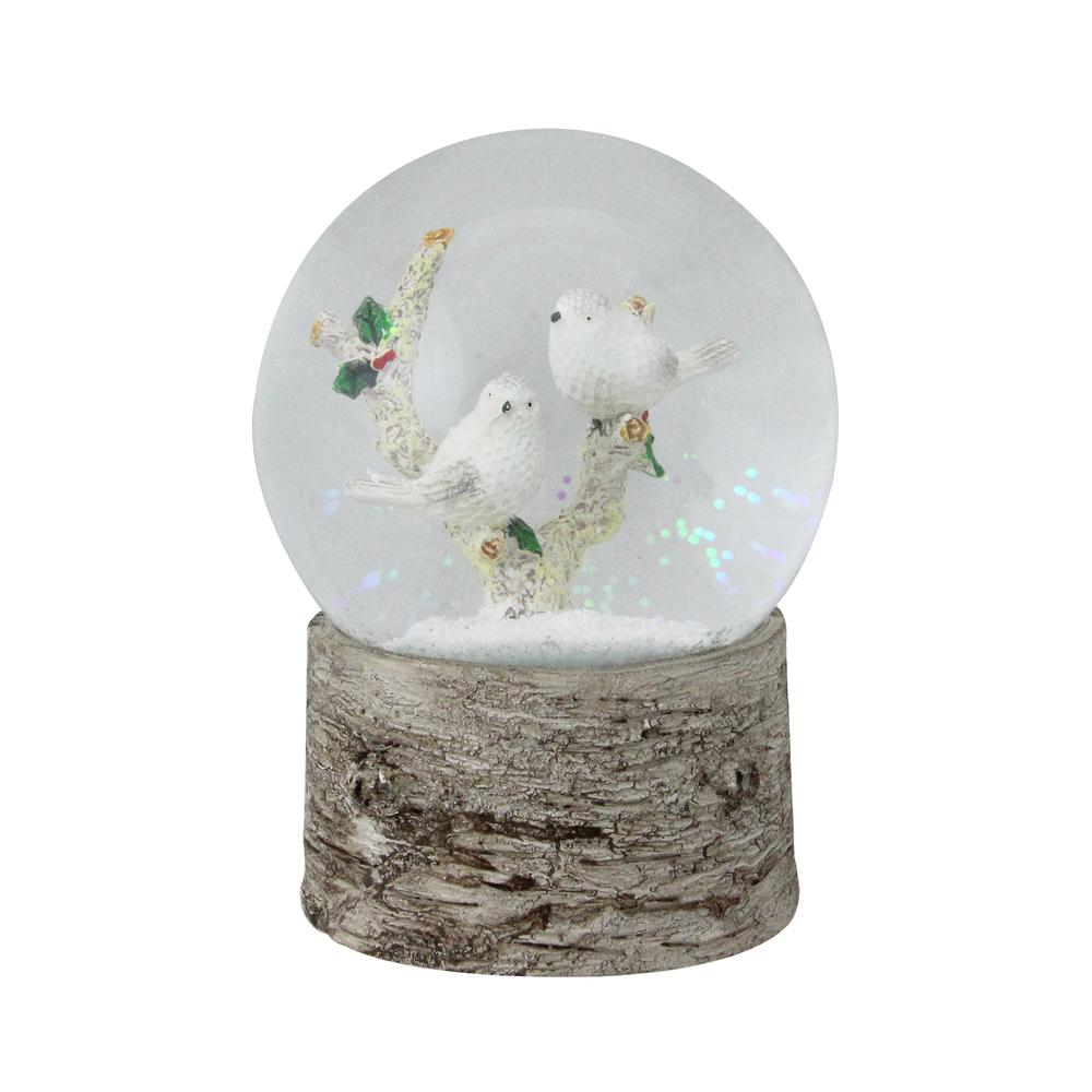 5" White Doves on a Branch Musical Christmas Snow Globe. Picture 1