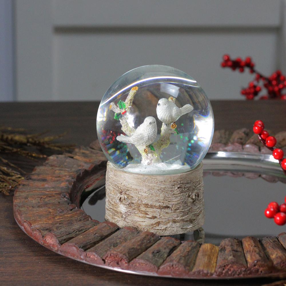 5" White Doves on a Branch Musical Christmas Snow Globe. Picture 3