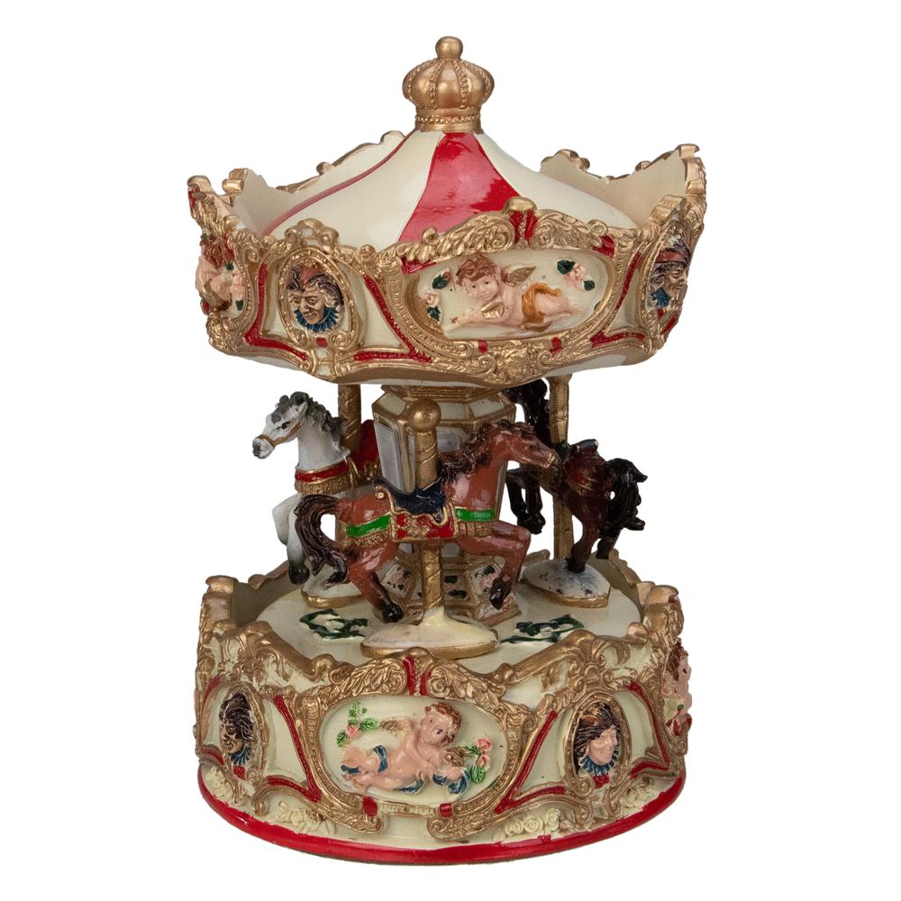 6.5 Ivory and Gold Animated Musical Clown and Cupid Carousel Tabletop Decoration. Picture 3