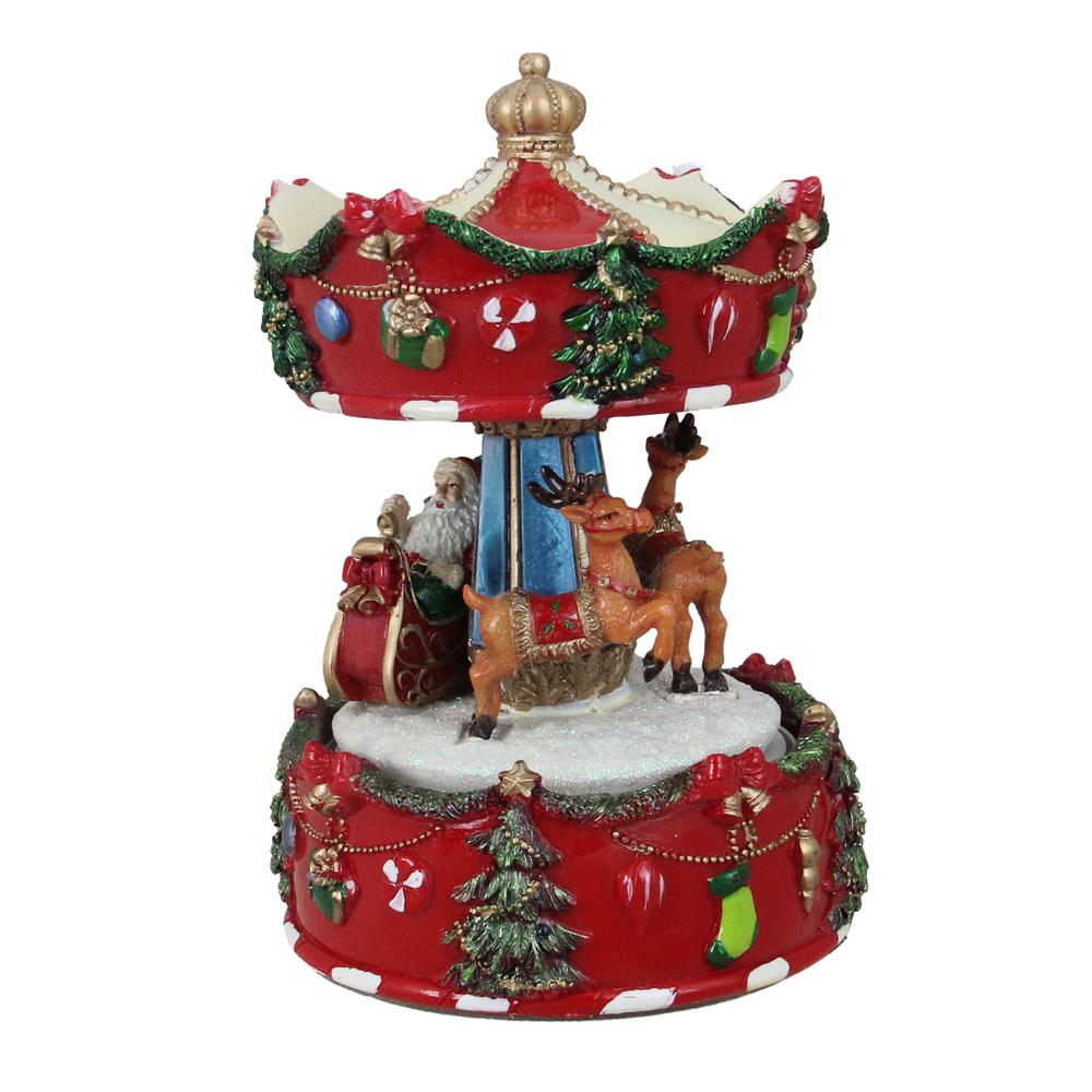 6.5" Merry Go Santa Animated Christmas Carousel Music Box. Picture 3