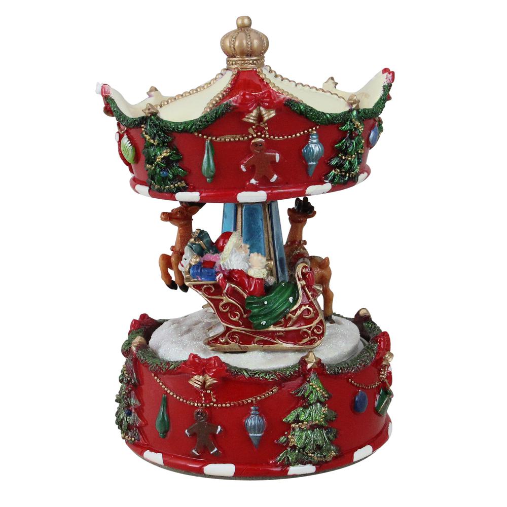 6.5" Merry Go Santa Animated Christmas Carousel Music Box. Picture 1