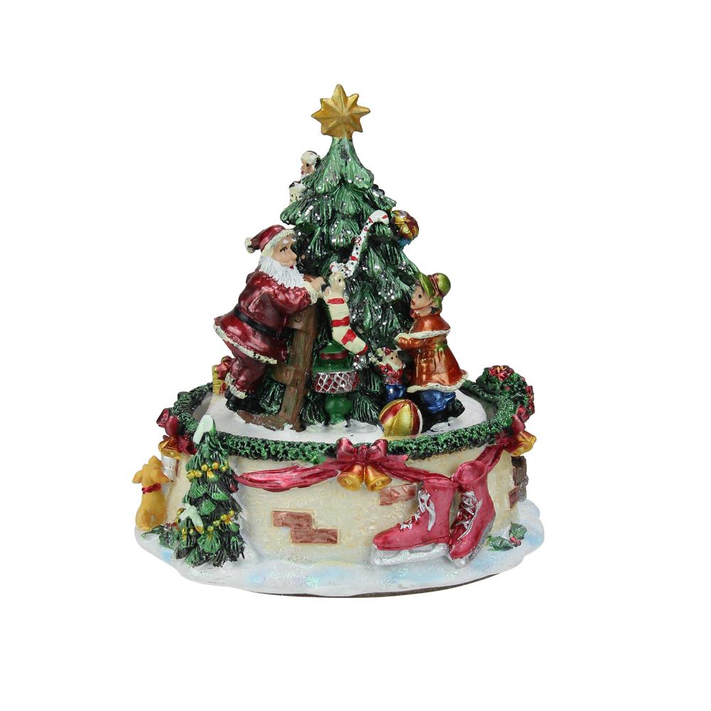 5.5" Musical Santa Claus and Christmas Tree Winter Scene Rotating Tabletop Decoration. The main picture.